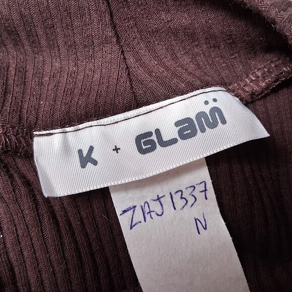 Y2K Dark Brown Ribbed Bolero Shrug Sweater Longsleeve Mock Neck Layering Piece - Picture 8 of 8